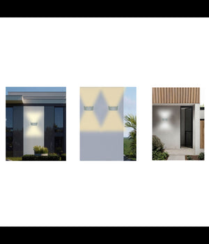 Applique Esterno Led 16w Crown Ip65 Up & Down Grigio Luce Calda Fredda Natural         