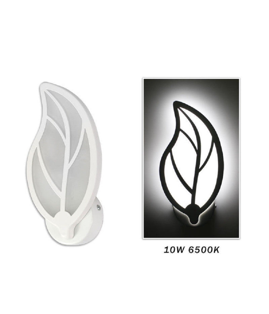 Applique Foglia A Parete 7 Watt Lampada Abat Jour Luce Fredda Calda Naturale E32  -bianco Freddo      -