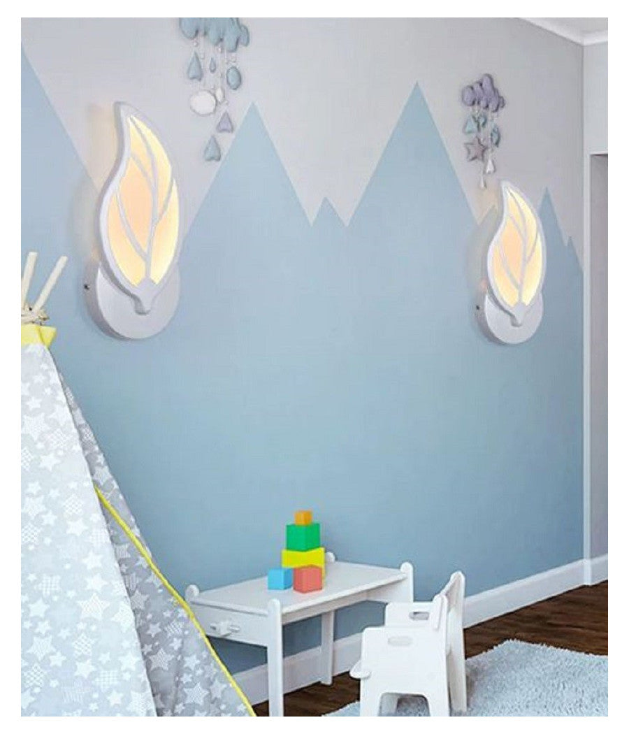 Applique Foglia A Parete 7 Watt Lampada Abat Jour Luce Fredda Calda Naturale E32         