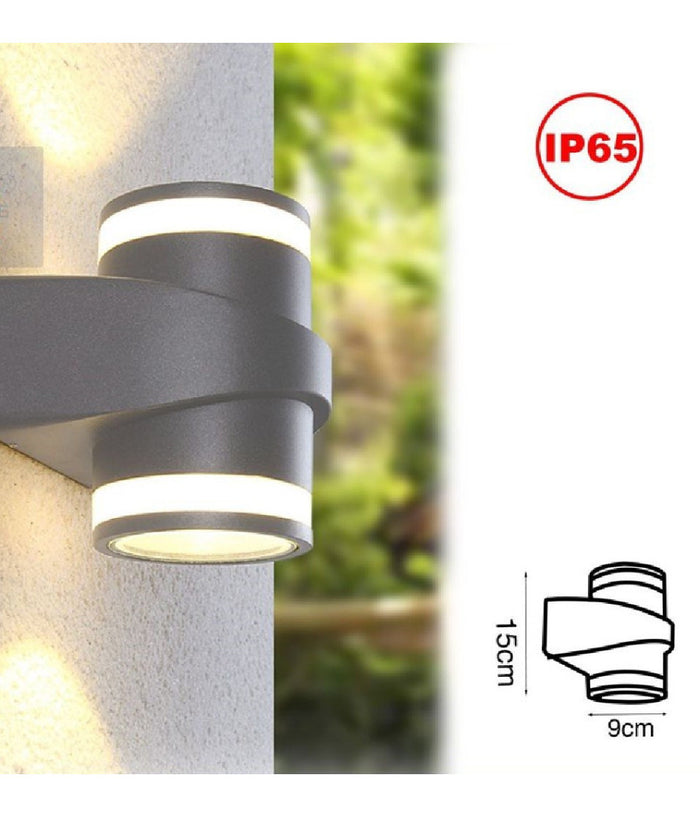 Applique In Alluminio 2x7w Con Doppia Emissione Corpo Grigio Luce 4000k Xc-9288         