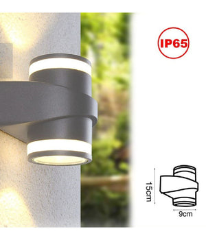 Applique In Alluminio 2x7w Con Doppia Emissione Corpo Grigio Luce 4000k Xc-9288         