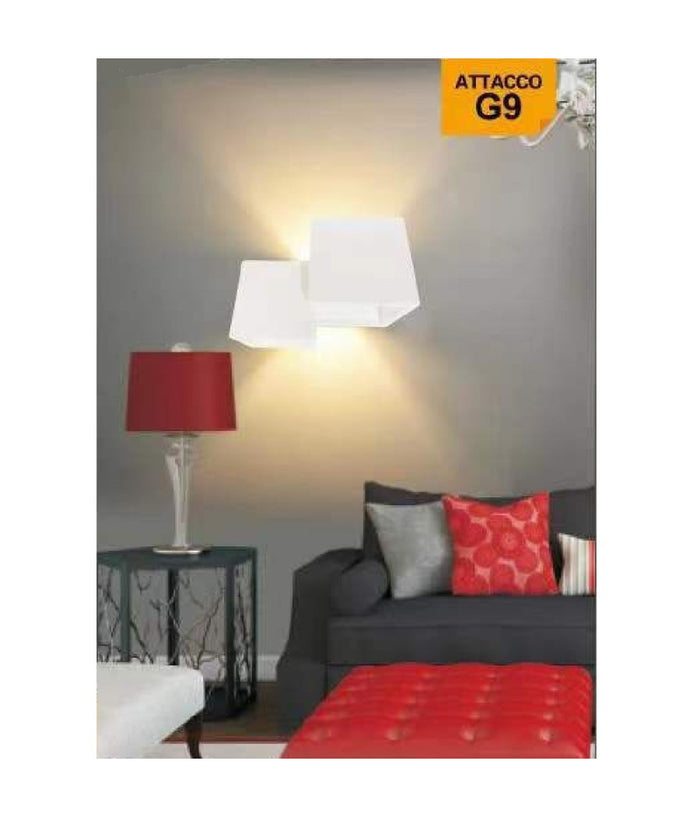 Applique In Gesso Moderno 2 Cubi A Doppia Emissione Luce Contemporanea G9 Gs-e74         