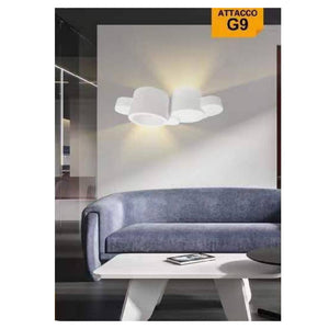 Trade Shop - Applique In Gesso Parete Bianco Moderna Luce Up&down G9 Cilindri Sfalsati Gs-e77 -