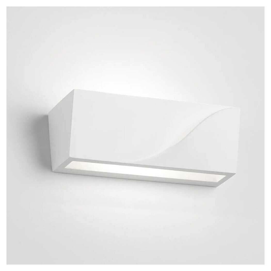 Trade Shop - Applique In Gesso Rettangolare Intaglio Doppia Luce Led Attacco G9 Parete Gs-e78 -