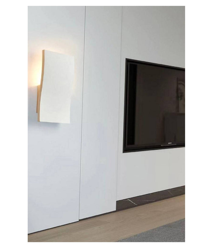 Applique In Gesso Rettangolare Ondulato Da Parete Verniciabile Attacco E14 Gs-e86         