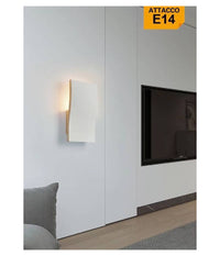 Applique In Gesso Rettangolare Ondulato Da Parete Verniciabile Attacco E14 Gs-e86         