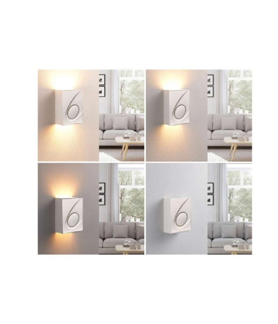 Applique In Gesso Rettangolare Up & Down Lampada Contemporanea Attacco G9 Gs-e40         