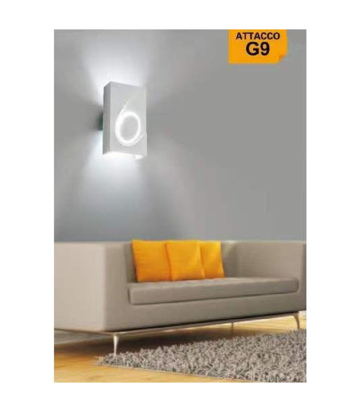 Applique In Gesso Rettangolare Up & Down Lampada Contemporanea Attacco G9 Gs-e40         