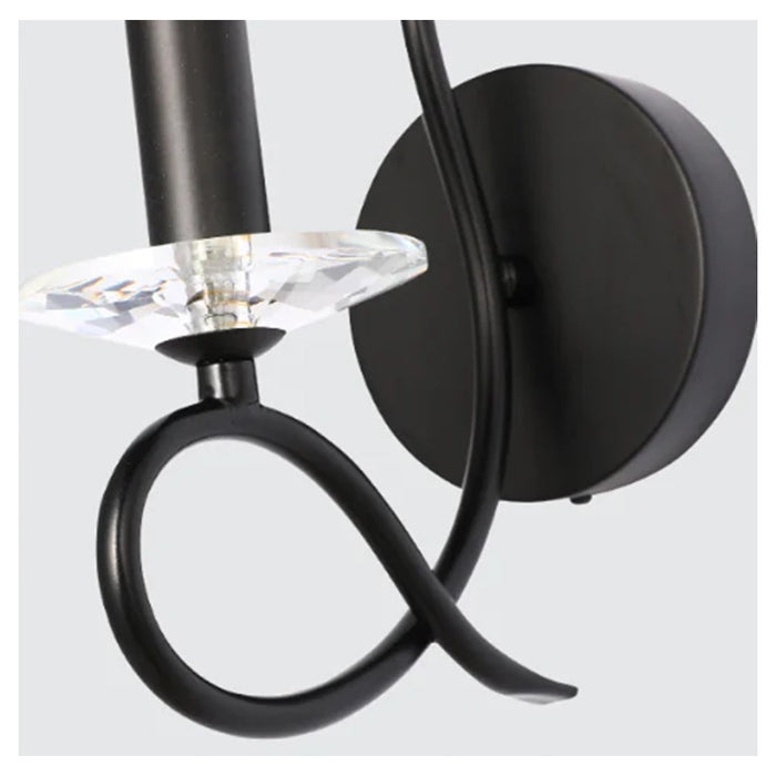 Trade Shop - Applique Lampada Da Parete A Candela E14 A Spirale Singola Nero Design Elegante 00521         