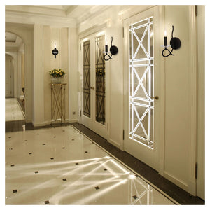 Trade Shop - Applique Lampada Da Parete A Candela E14 A Spirale Singola Nero Design Elegante 00521         