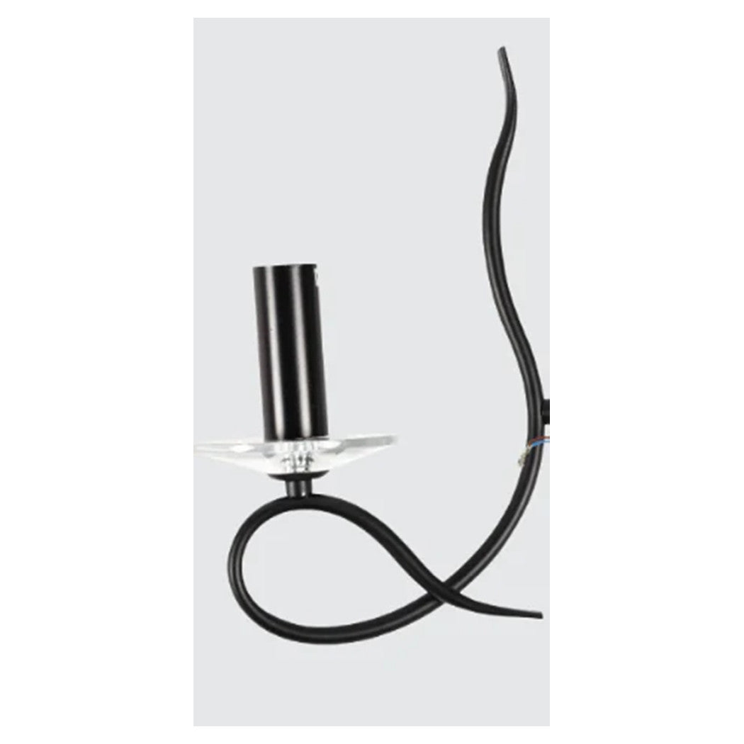 Trade Shop - Applique Lampada Da Parete A Candela E14 A Spirale Singola Nero Design Elegante 00521         