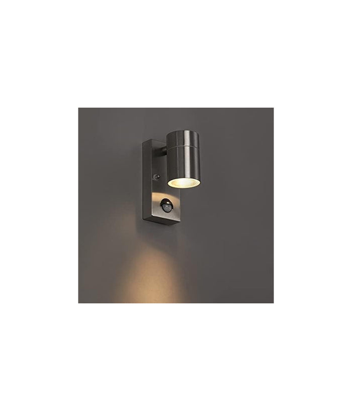 Applique Lampada Da Parete Corpo In Alluminio Con Sensore Movimento Gu10 Ip44         