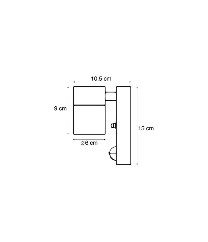 Applique Lampada Da Parete Corpo In Alluminio Con Sensore Movimento Gu10 Ip44         
