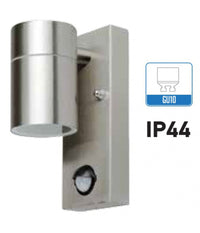 Applique Lampada Da Parete Corpo In Alluminio Con Sensore Movimento Gu10 Ip44         