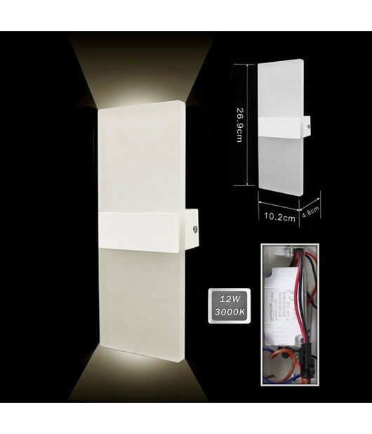 Applique Lampada Parete Led 8watt Doppia Emissione Luce 3000k 4000k 6500k E37  -bianco Caldo      -