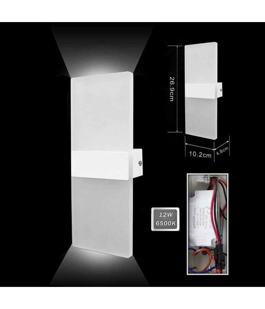 Applique Lampada Parete Led 8watt Doppia Emissione Luce 3000k 4000k 6500k E37  -bianco Freddo      -