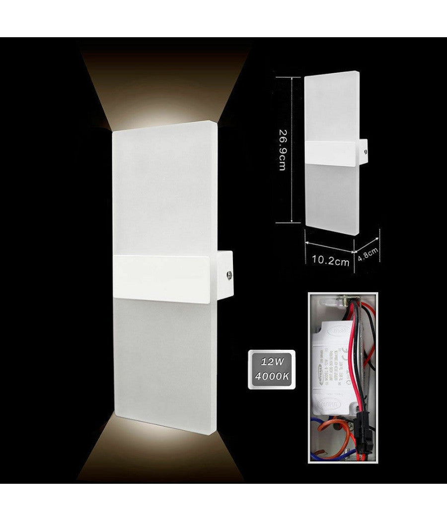 Applique Lampada Parete Led 8watt Doppia Emissione Luce 3000k 4000k 6500k E37  -bianco Naturale      -