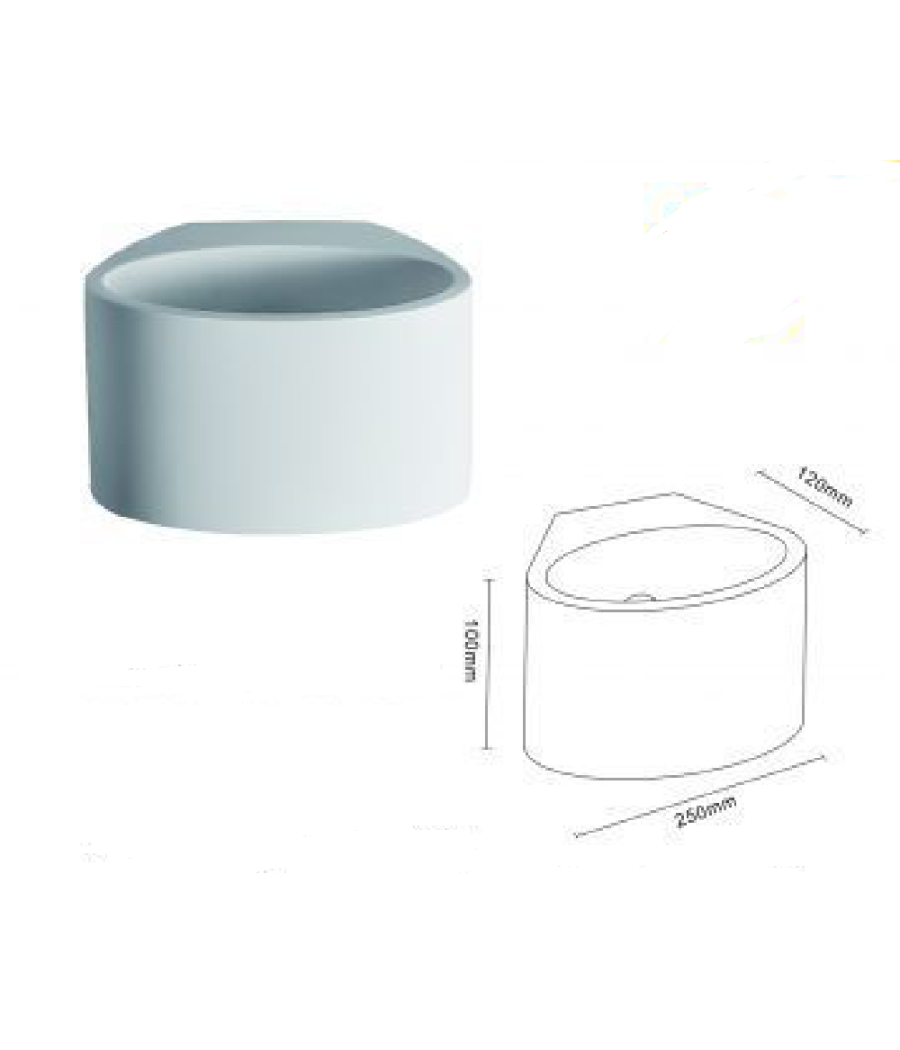 Applique Lampada Parete Moderno In Gesso Ovale Attacco 1xg9 Verniciabile Gs-e65         