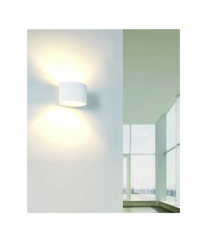 Applique Lampada Parete Moderno In Gesso Ovale Attacco 1xg9 Verniciabile Gs-e65         