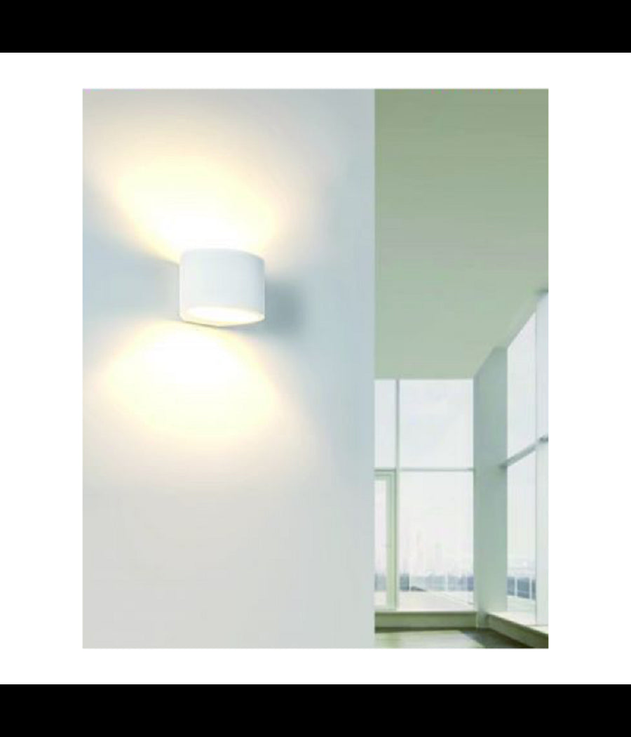 Applique Lampada Parete Moderno In Gesso Ovale Attacco 1xg9 Verniciabile Gs-e65         