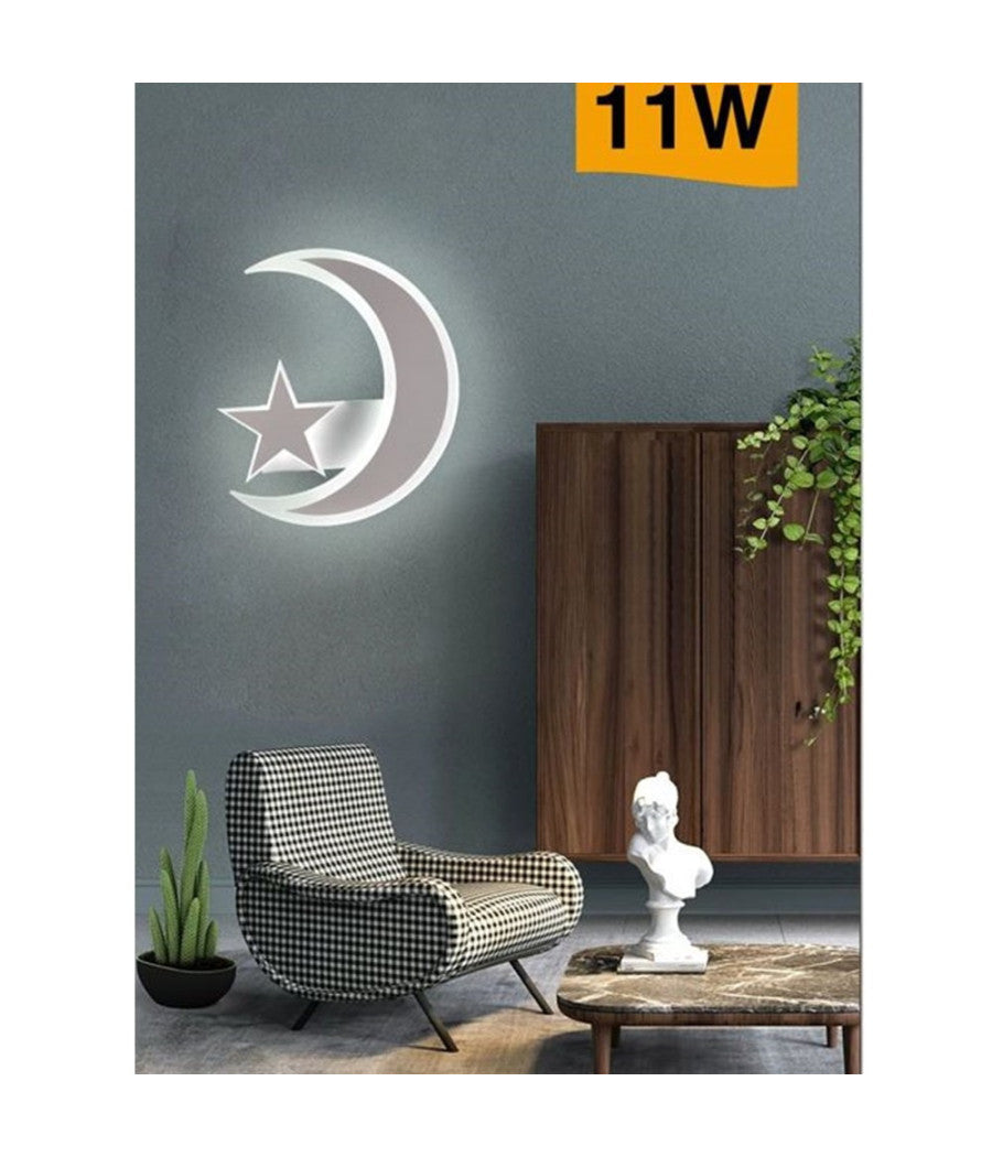 Applique Lampada Stella E Luna A Led Moderna 11w Tre Colorazione Di Luce E47-3c         
