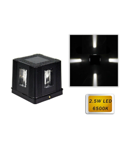 Applique Led 2,5 W Esterno Lampada Cubo A Parete Luce Moderna Giardino Nero Es32         