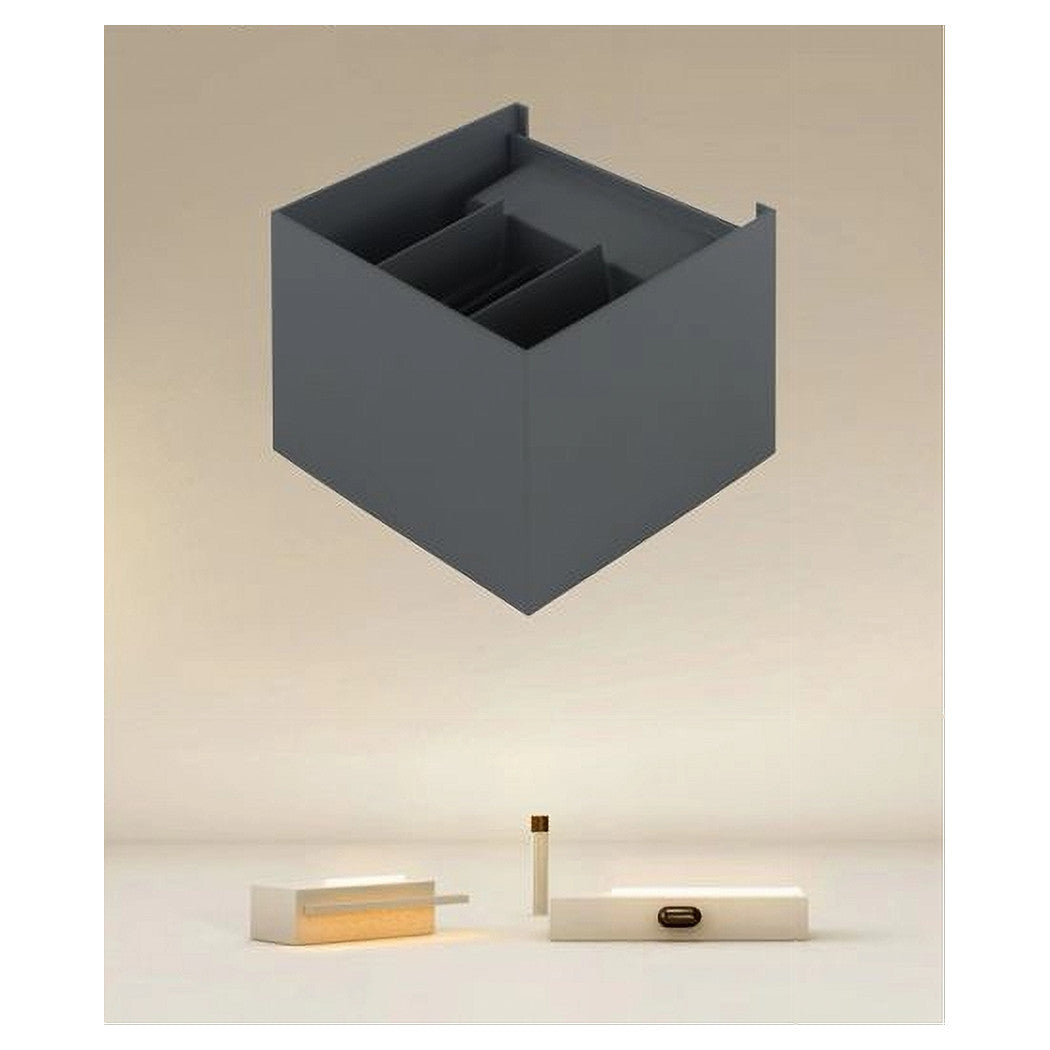 Trade Shop - Applique Led A Cubo 12 Watt Lampada Quadrata Grigio Da Parete Interno Ip20 00762         