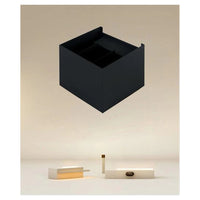 Trade Shop - Applique Led A Cubo 12 Watt Lampada Quadrata Nero Da Parete Interno Ip20 00755         