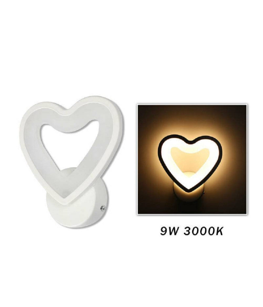 Applique Led A Cuore 6w Lampada A Parete Lumetto Luce Fredda Calda Naturale E28  -bianco Caldo      -