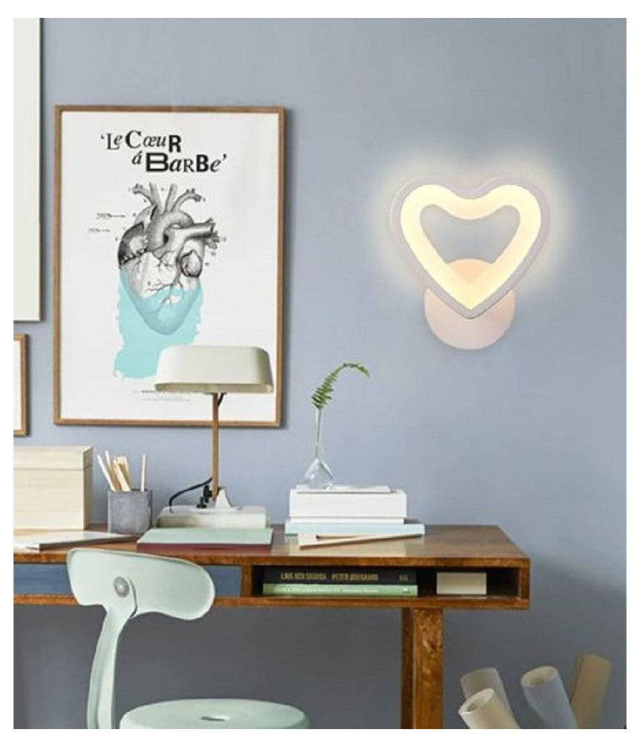 Applique Led A Cuore 6w Lampada A Parete Lumetto Luce Fredda Calda Naturale E28         