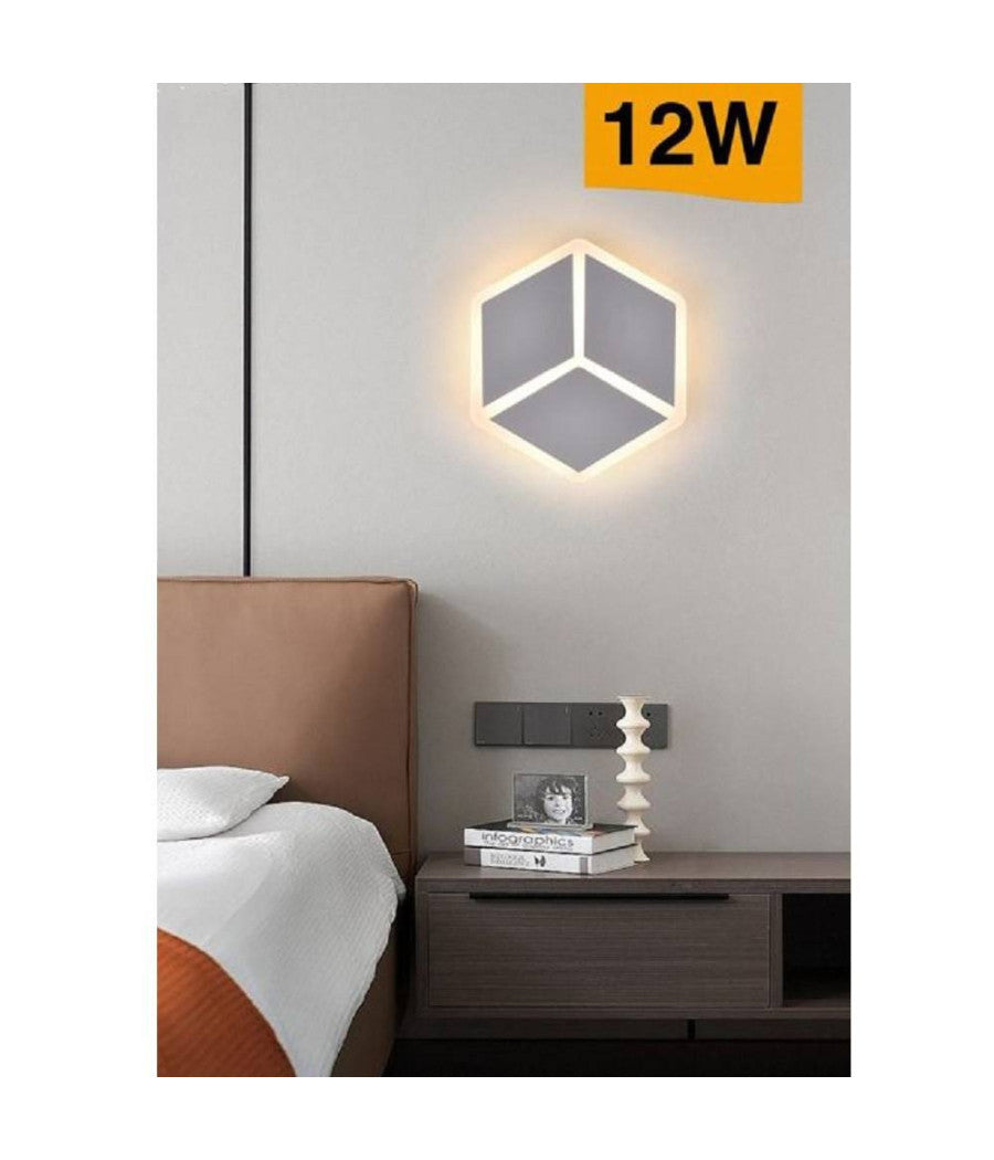 Applique Led A Muro Lampada Moderna 12w Effetto Cubo 3d 3 Modalità  Luce Aq11-3c         
