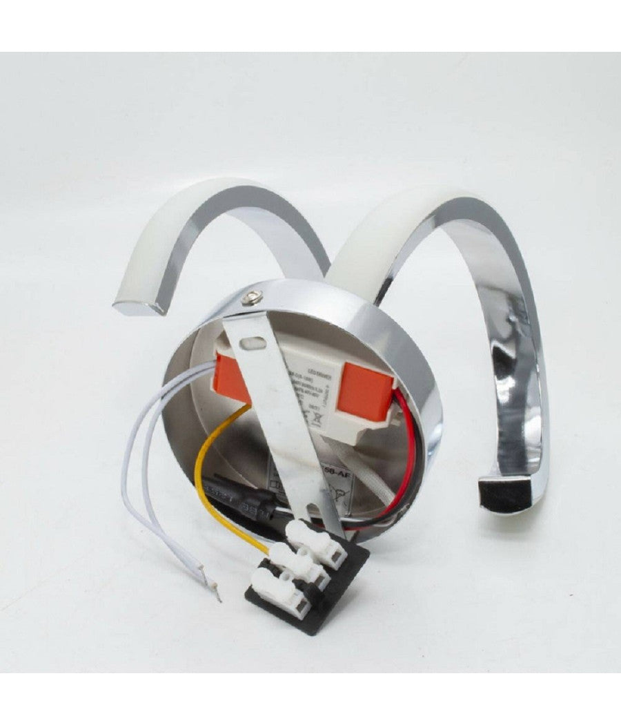 Applique Led A Parete 9watt Curva Spirale Luce Fredda Naturale Calda E58 Argento         