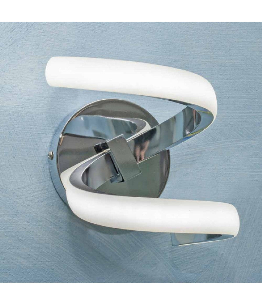 Applique Led A Parete 9watt Curva Spirale Luce Fredda Naturale Calda E58 Argento         