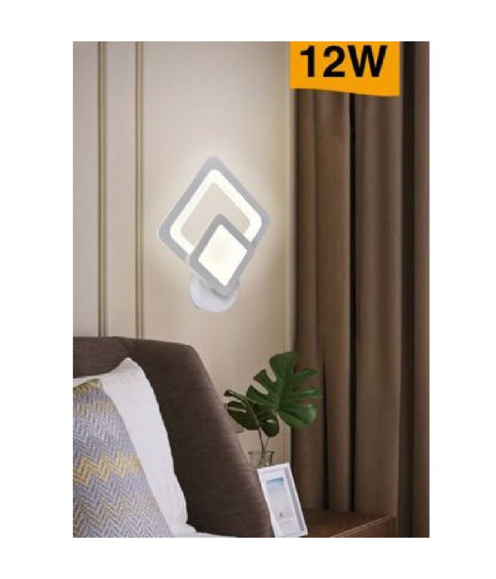 Applique Led A Rombo 12 W Parete Lumetto Abat Jour Luce 6500k 3000k 4000k E82-b  -bianco Naturale      -