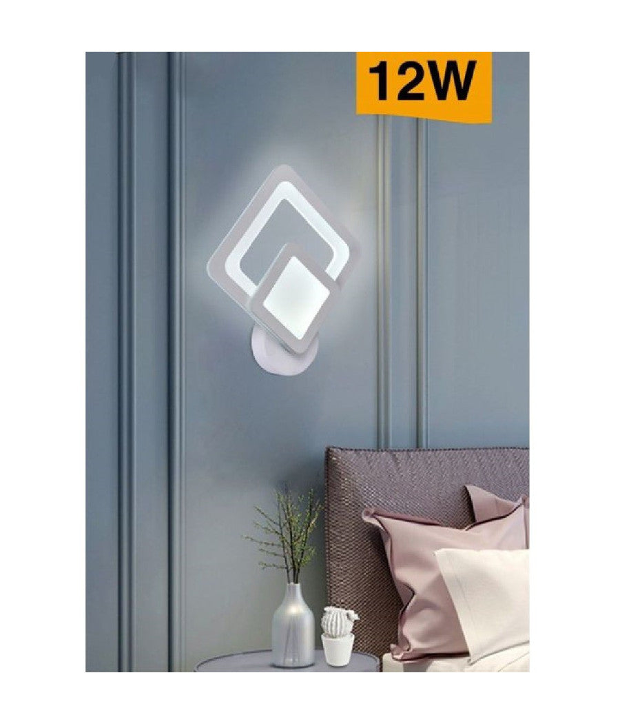 Trade Shop - Applique Led A Rombo 12 W Parete Lumetto Abat Jour Luce 6500k 3000k 4000k E82-b - -bianco Freddo      -