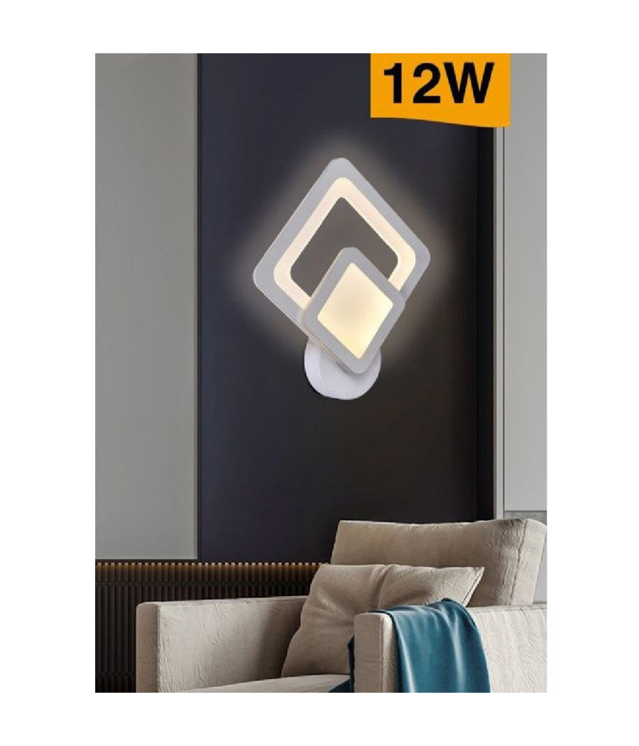 Applique Led A Rombo 12 W Parete Lumetto Abat Jour Luce 6500k 3000k 4000k E82-b         