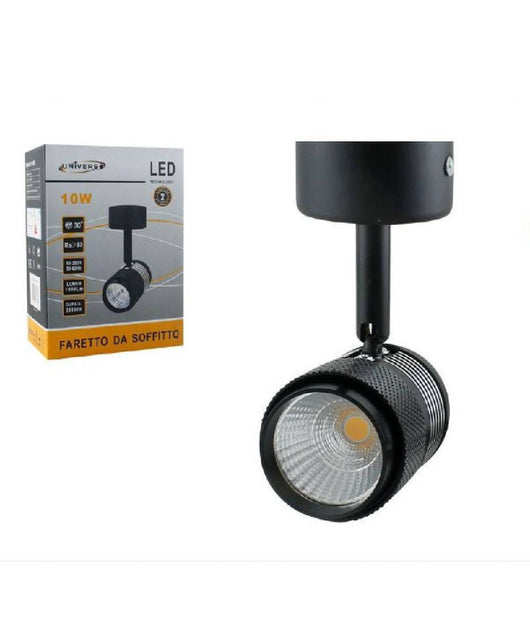 Applique Led Cob 10w Lampada Soffitto Parete Faretto Staffa Orientabile F10w-1h  -bianco Caldo      -