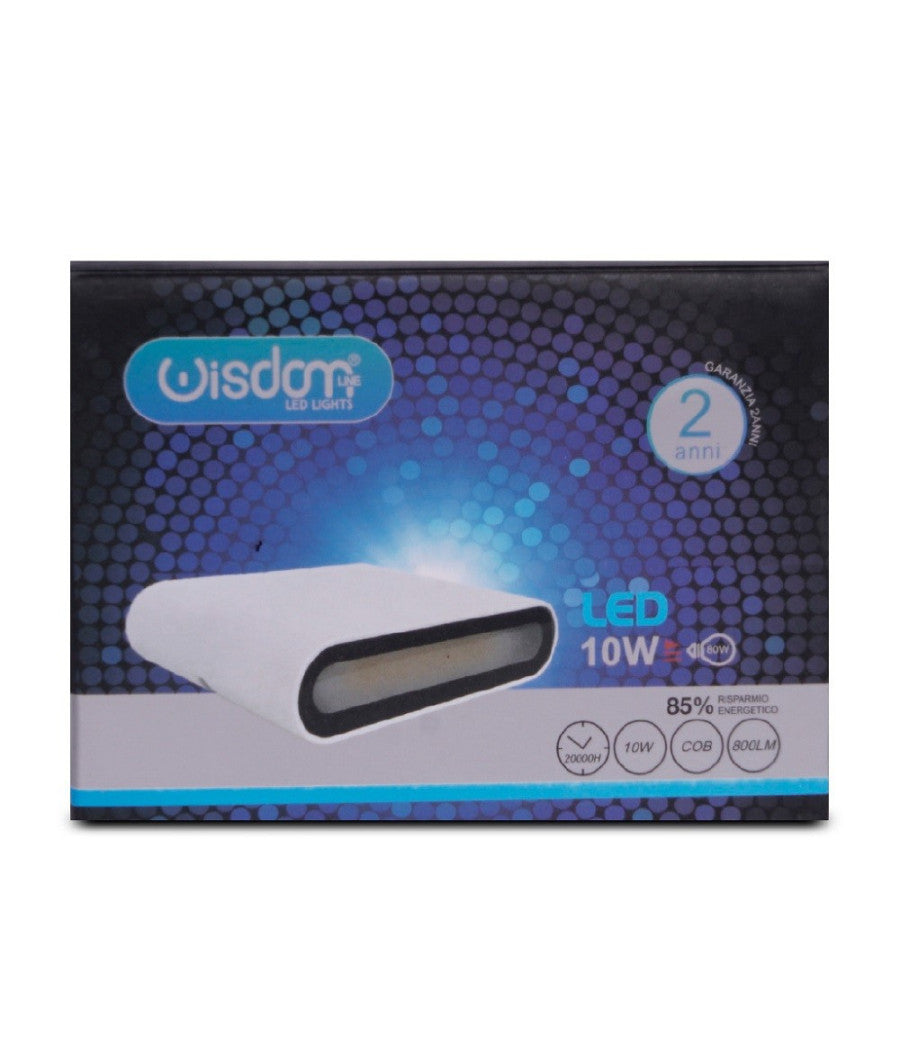 Applique Led Cob 10w Quadrata Bianca Slim Up & Down Luce Fredda Naturale Xc-9047         