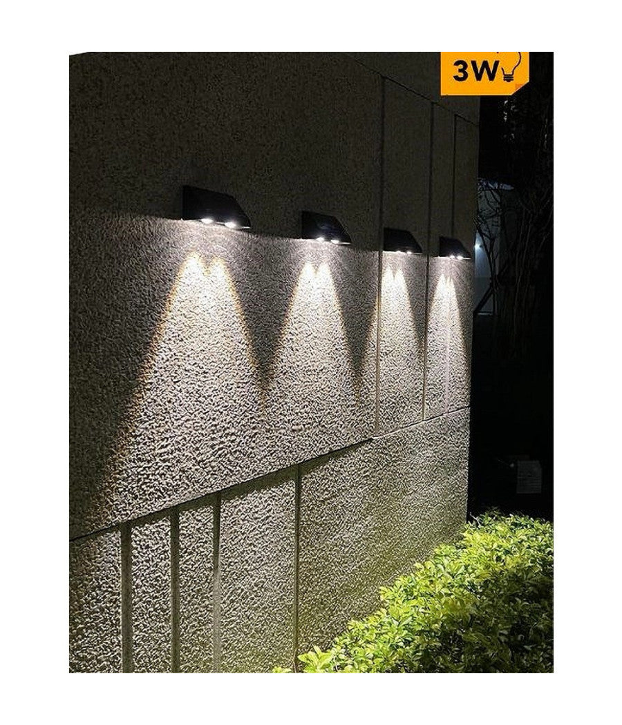 Applique Led Con Pannello Solare A Parete 3 W Ip65 Luce 3000k 6500k Nero Yh0615         