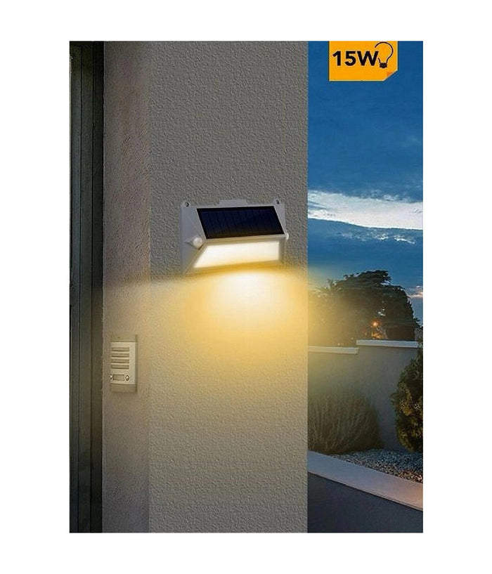 Applique Led Con Pannello Solare Doppio Sensore Movimento Crepuscolare Yh0408-pir  -bianco Caldo      -