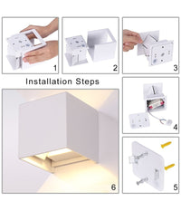 Applique Led Cubo Bianco Lampada Da Parete 5w 750lmn Luce Regolabile Updown Ip65         