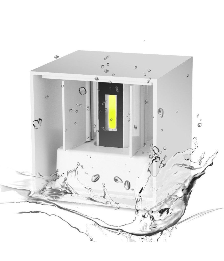 Applique Led Cubo Bianco Lampada Da Parete 5w 750lmn Luce Regolabile Updown Ip65         