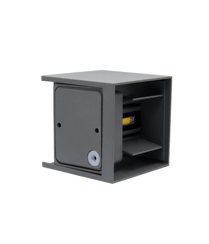 Applique Led Cubo Grigio Lampada Da Parete 12w 1500l Luce Regolabile Updown Ip65         