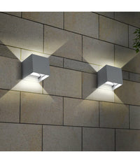 Applique Led Cubo Grigio Lampada Da Parete 12w 1500l Luce Regolabile Updown Ip65         