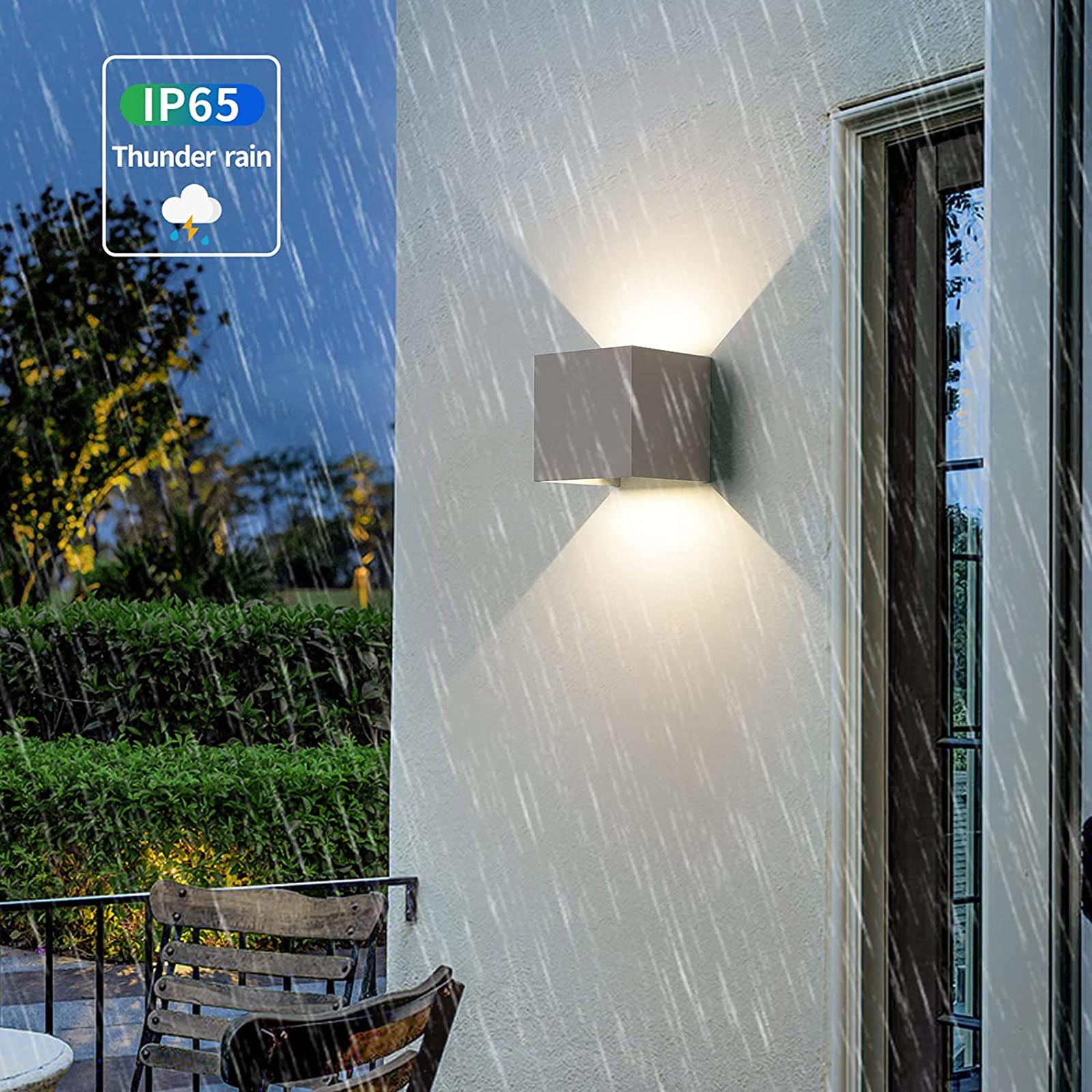 Applique cubo esterni IP65 LED 12W illuminazione doppio fascio luce parete facciata giardino casa albergo 230V GRIGIO 6000K