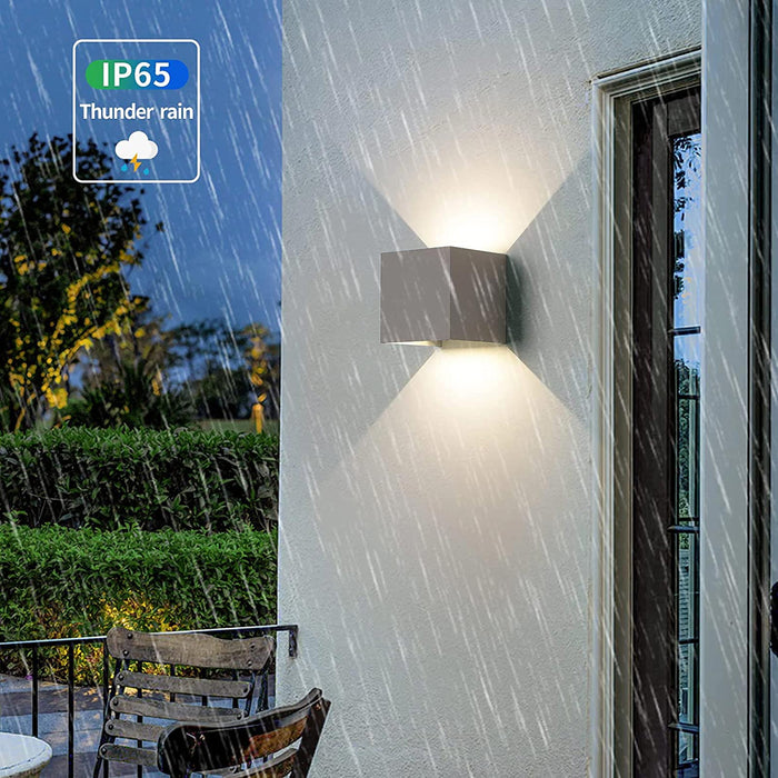 Applique cubo esterni IP65 LED 12W illuminazione doppio fascio luce parete facciata giardino casa albergo 230V GRIGIO 6000K
