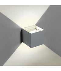 Applique Led Cubo Grigio Lampada Da Parete 5w 750lmn Luce Regolabile Updown Ip65  -bianco Caldo      -