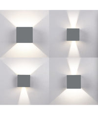 Applique Led Cubo Grigio Lampada Da Parete 5w 750lmn Luce Regolabile Updown Ip65         