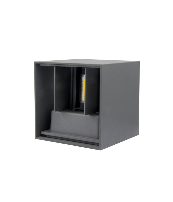 Applique Led Cubo Grigio Lampada Da Parete 5w 750lmn Luce Regolabile Updown Ip65         