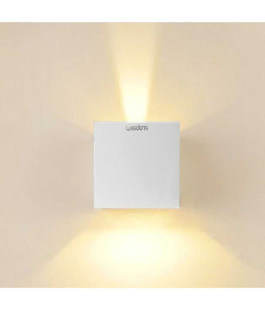 Applique Led Cubo Lampada Da Parete 10w 1300lm Luce Regolabile Updown Ip65  -bianco Caldo      -